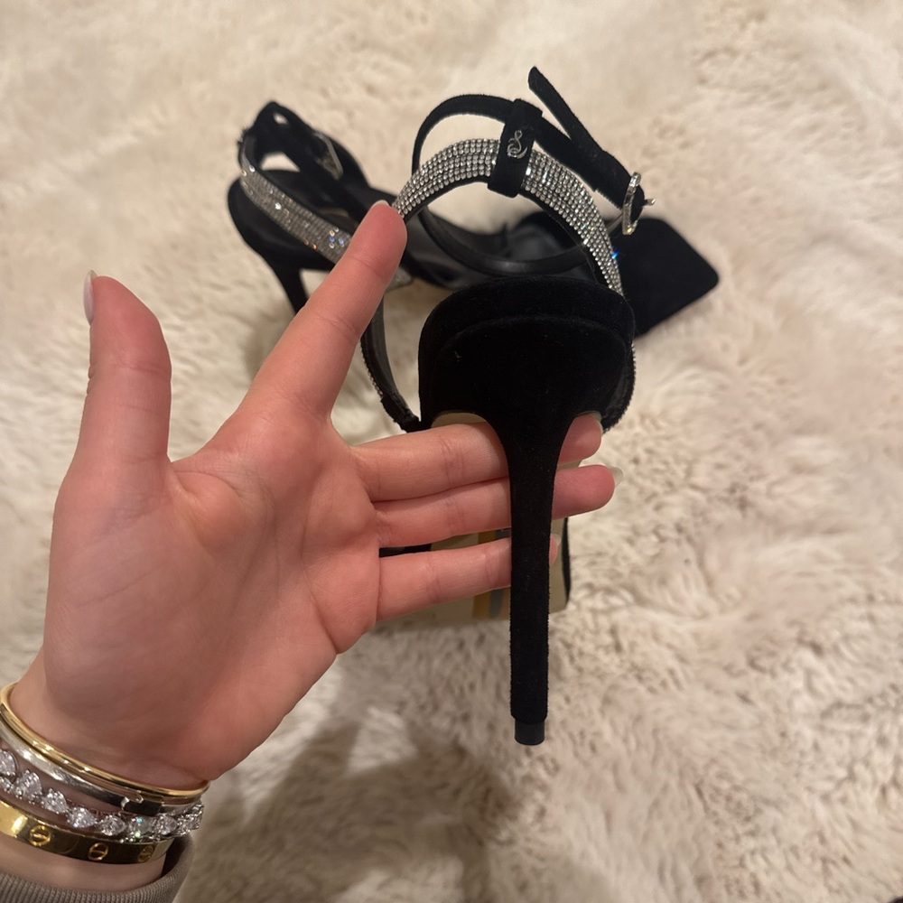 Jessica Simpson Black Rhinestone Ankle-Strap Heels - Picture 5 of 5